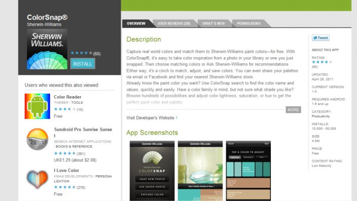 Mobile App - Color Snap (Sherwin Williams)